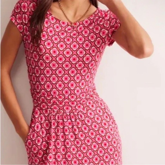 Boden Amelie Jersey Midi Dress Sangria Sunset, Geo Pome Size US 6 NWT - Picture 3 of 14
